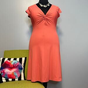 Patagonia Bandha Coral Orange Twist Bust A-Line Dress XL